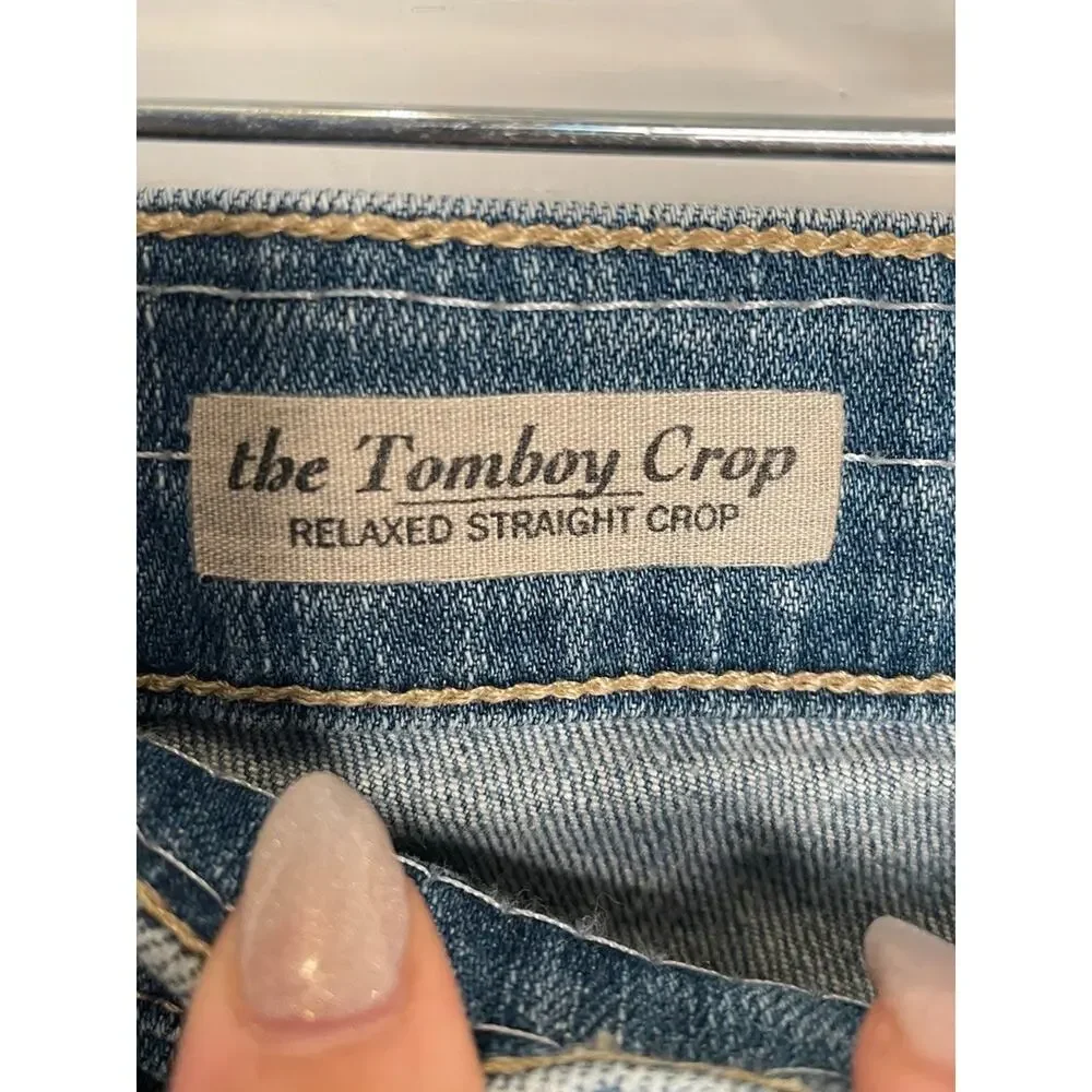 AG Adriano Goldschmied Women’s 29R Tomboy Crop Jeans Relaxed Straight Distressed